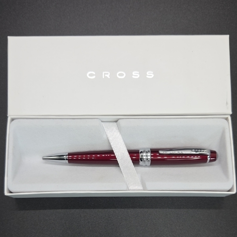 Cross Bailey Red Lacquer Ballpoint Pen with Silver Accents